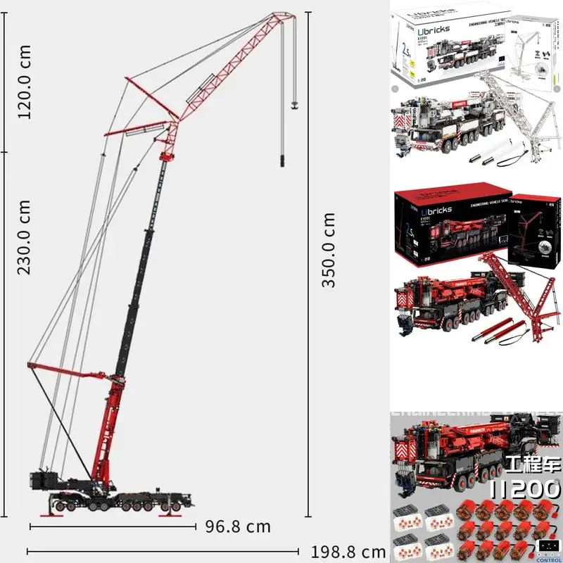9177 Uds. Grúa móvil de potencia mejorada MOC-20920 LTM11200, bloques de construcción de alta tecnología, juguete de Control remoto, regalos para niños para Navidad