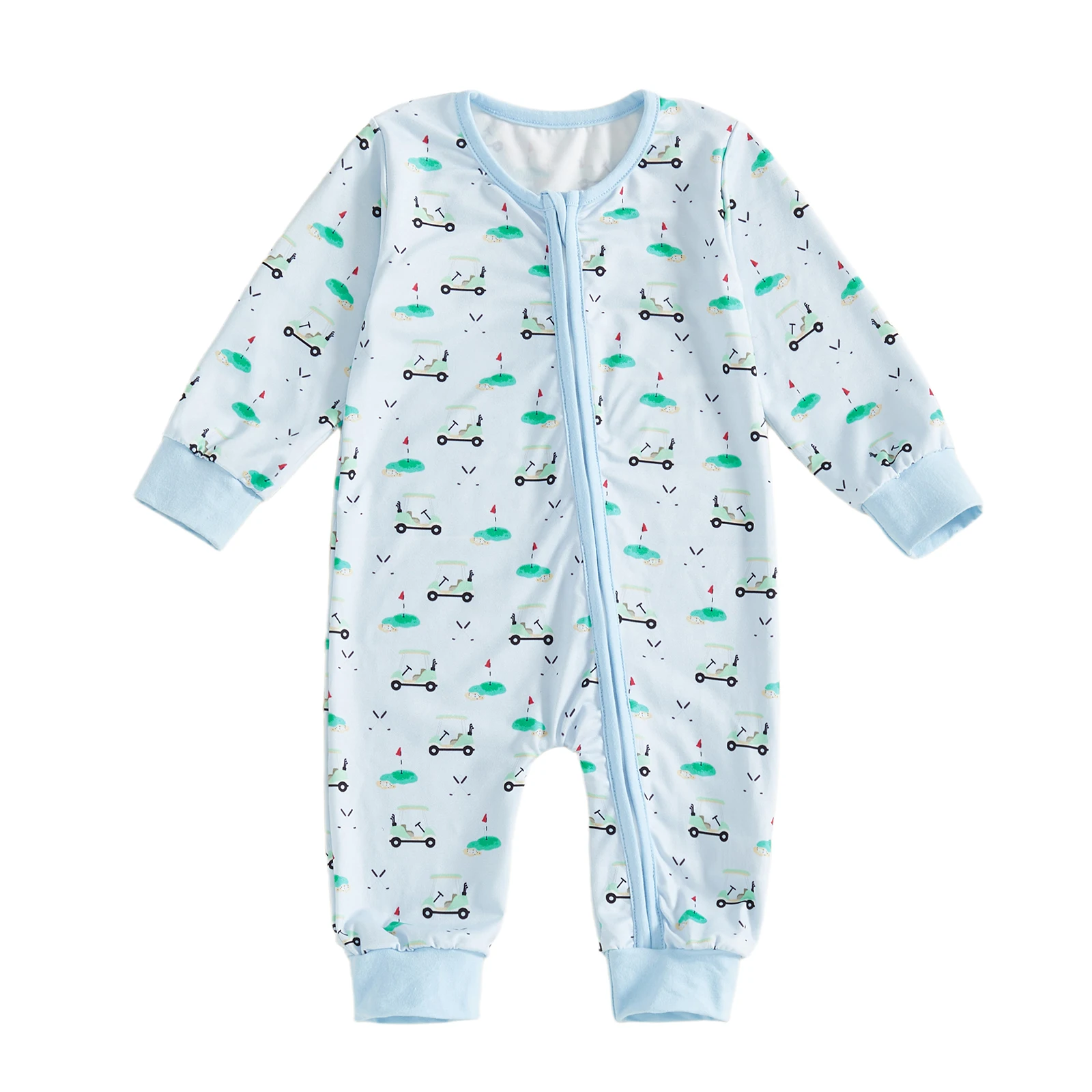 

Adorable Infant Autumn Bodysuit Tennis Patterned Full Sleeve Circular Collar Zipper Overall for Infants and Toddlers