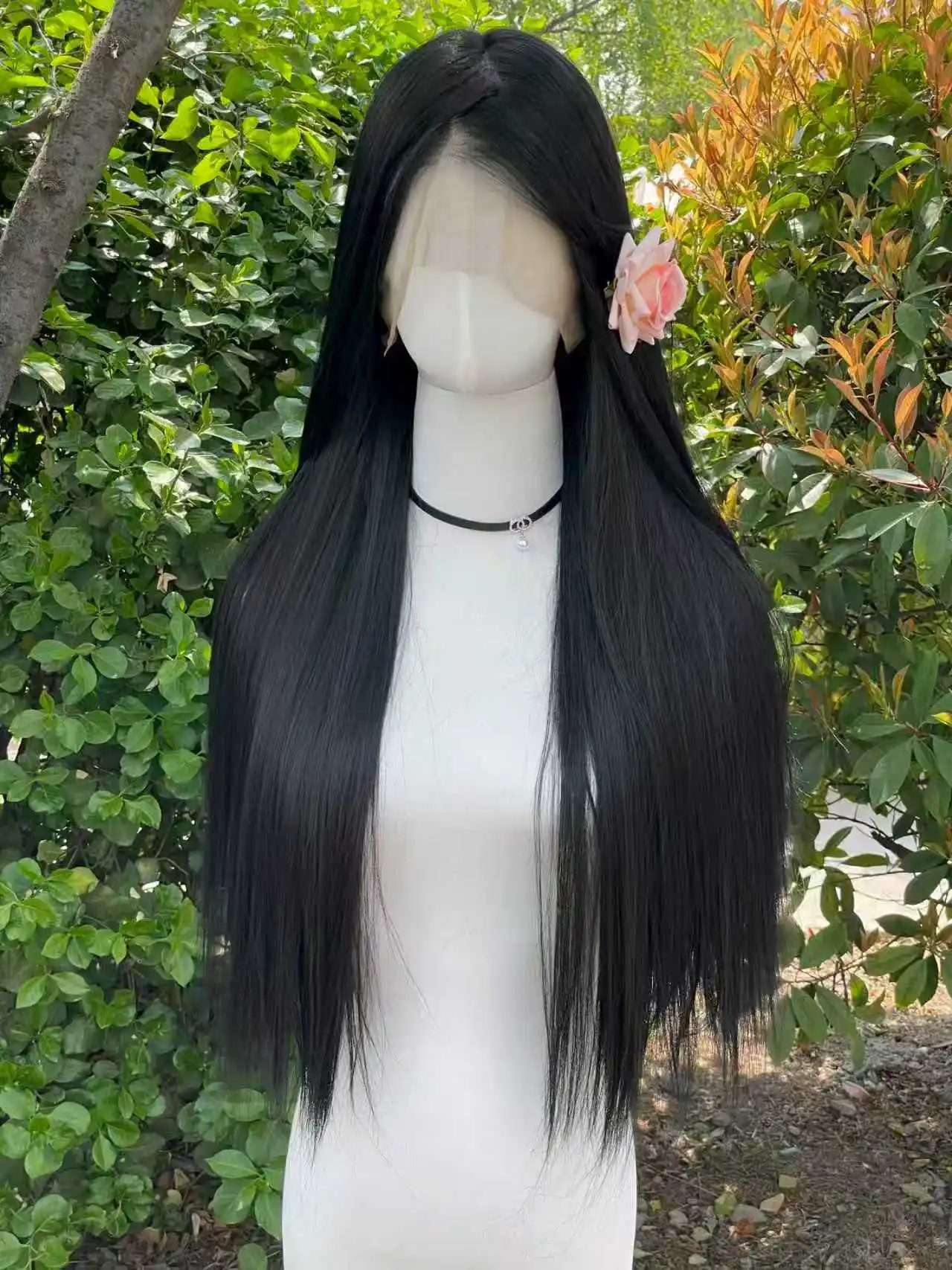 Black 13x4 13x6 Synthetic Lace Front Wig for Women's Heat Resistant Hairspray Free Wig 32 Long Silk Straight Wig 180% Density