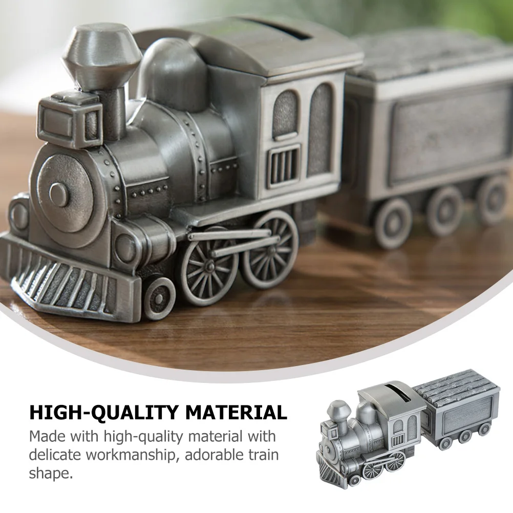 1 個の電車の形をした貯金箱クリエイティブなお金入れ子供の日のギフトホームデスクトップ装飾品コイン収納瓶グレー