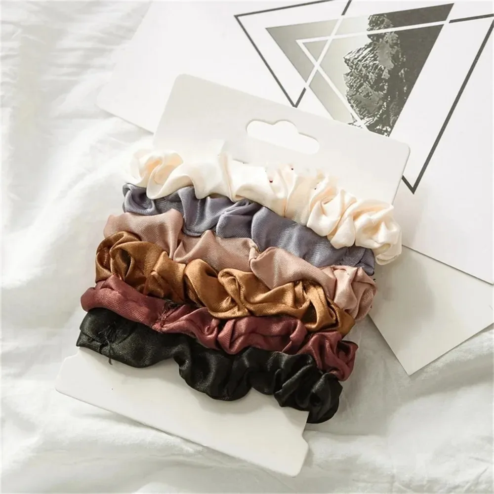 6Pcs Soft Satin Hair Scrunchies, Non-Slip Elastic Hair Bands, Silk Feel Hair Ties, Vintage Accessories for Women Girls view 5