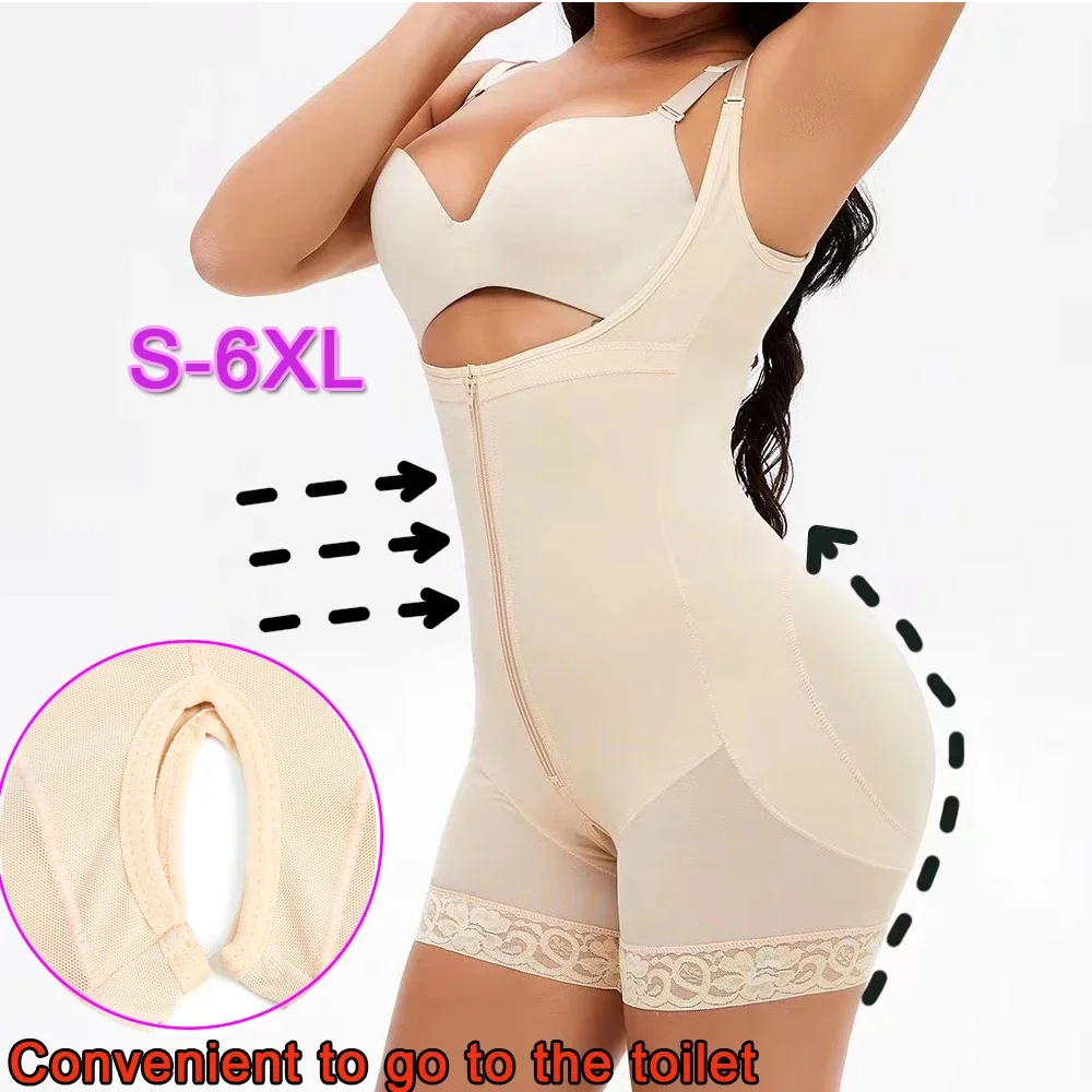 

Shapewear for Women Tummy Control Fajas Colombianas Body Shaper Zip Open Bust Bodysuit Underbust Corset Waist Slimming Girdles