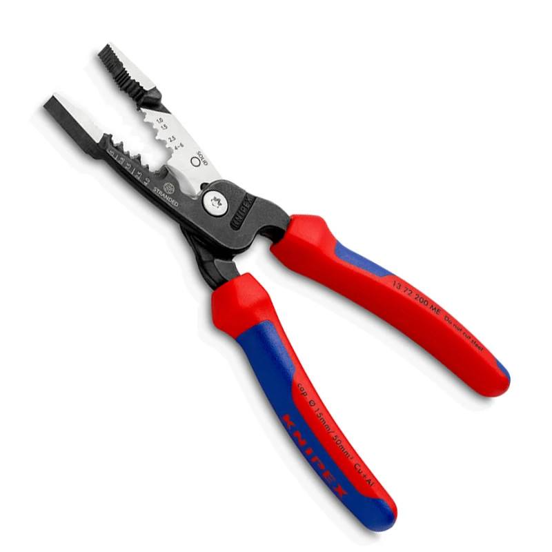 KNIPEX Tool Wire Stripper with Multi-Component Grips Outer Edges for Deburring Pipes Cable Stripper NO.13 72 200 ME