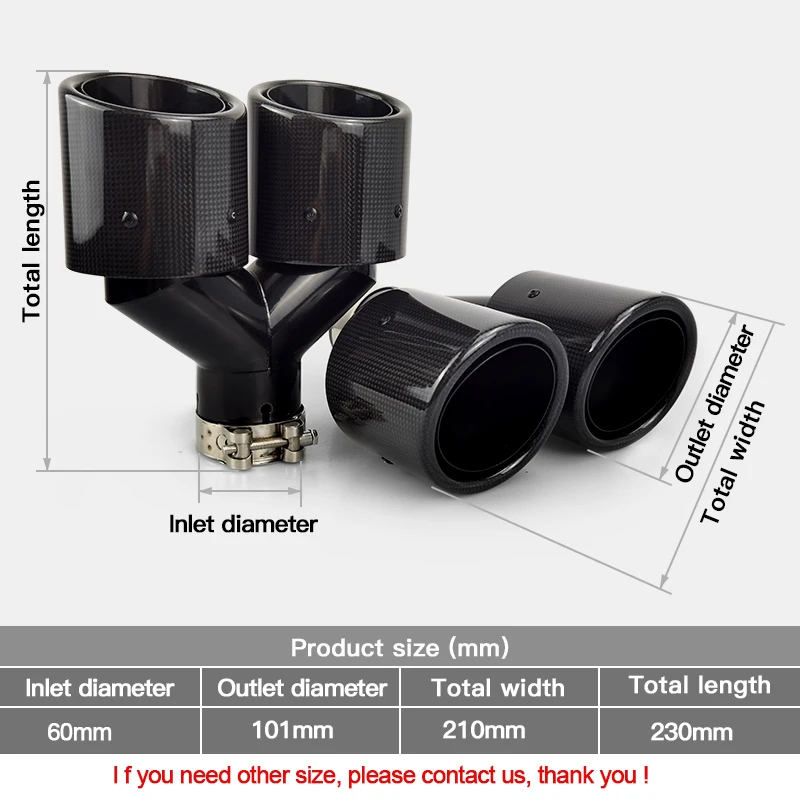 Factory Export Glossy Black Carbon Fiber Exhaust Pipe Car Universal Muffler Modify End Dual Tip