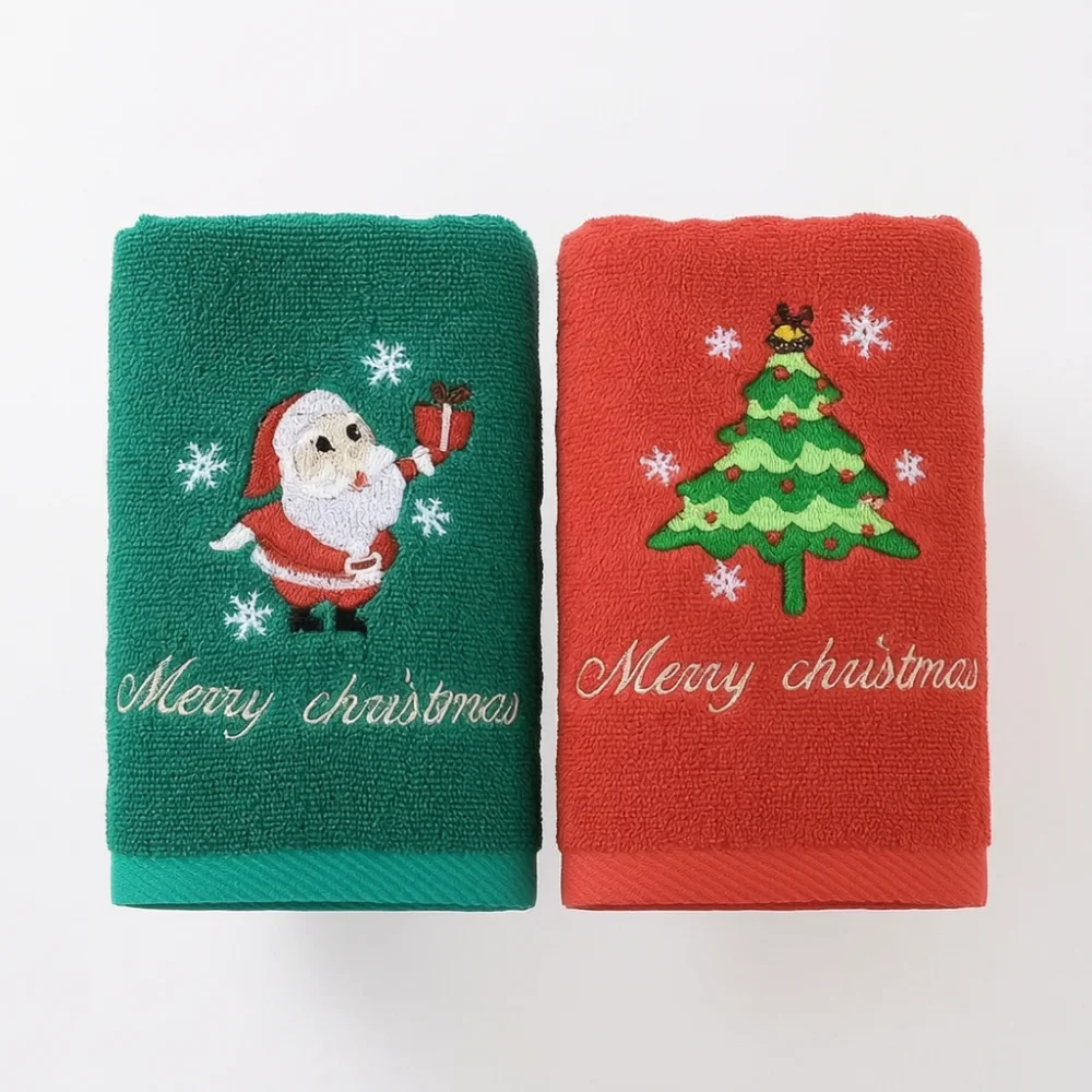 Christmas Face Towel Santa Claus Red Holiday Festival New Year for Bathroom Home Washing Men Women