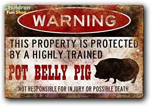 Agedsign Pot Belly Pig Sign,Funny Metal Signs,Pot Bellied Pig,Pot Belly Pig,Pig Warning Sign Metal Sign -aluminum