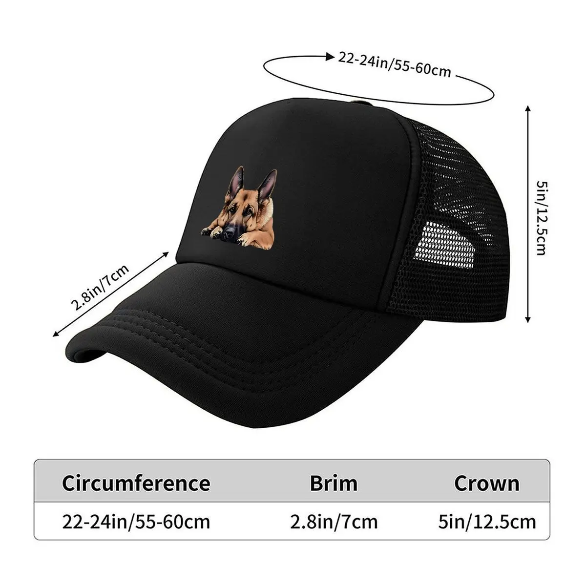 German Shepherd Dog Print Baseball Cap - Adjustable Hat, Lightweight Outdoor Sports & Daily Wear, Ic 2026 Mesh Baseball Cap