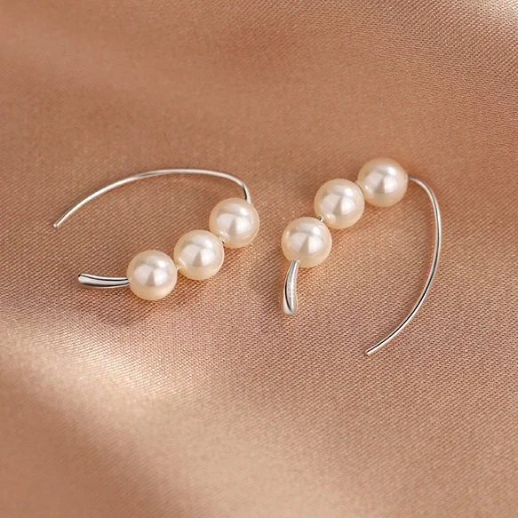 PONYKISS 925 Silver Needle Pearl Letter U Stud Earring for Women Minimalist Trendy Fashion Jewelry Personality Accessories