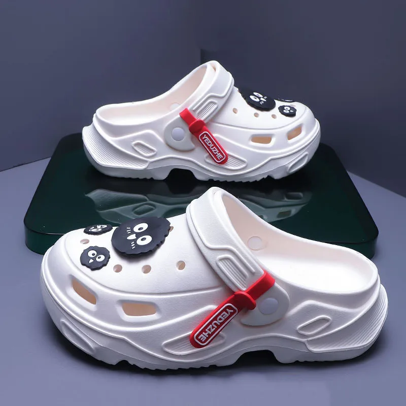 

2024new thick bottom hole shoes men's non-slip anti-odor stamping sense of shit summer outside wear beach head sandals drag tide