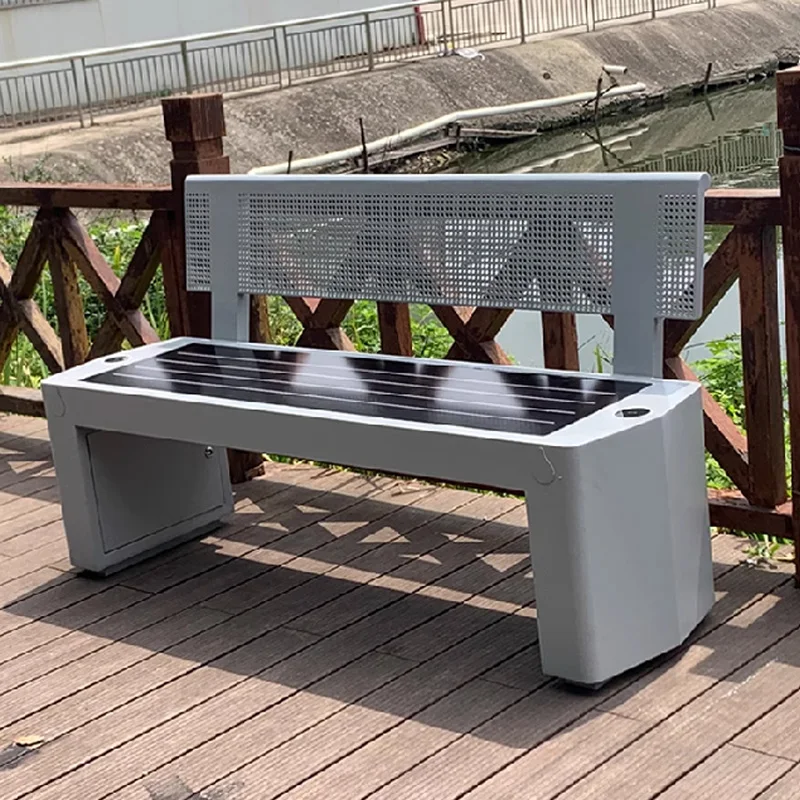 Outdoor Solar Smart Seat Stainless Steel Photovoltaic  Park Leisure Chair Mobile Phone Wireless Charging Chair