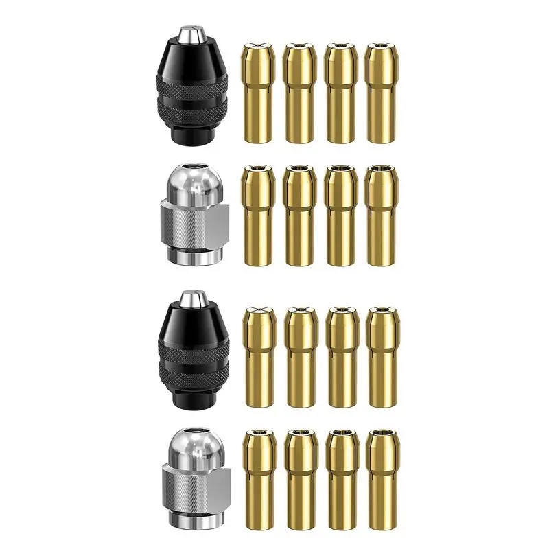 Y42A-2X Drill Chuck Collet Set For Dremel,1/32Inch To 1/8Inch Replacement 4486 Keyless Bit With Rotary Drill Nut Set