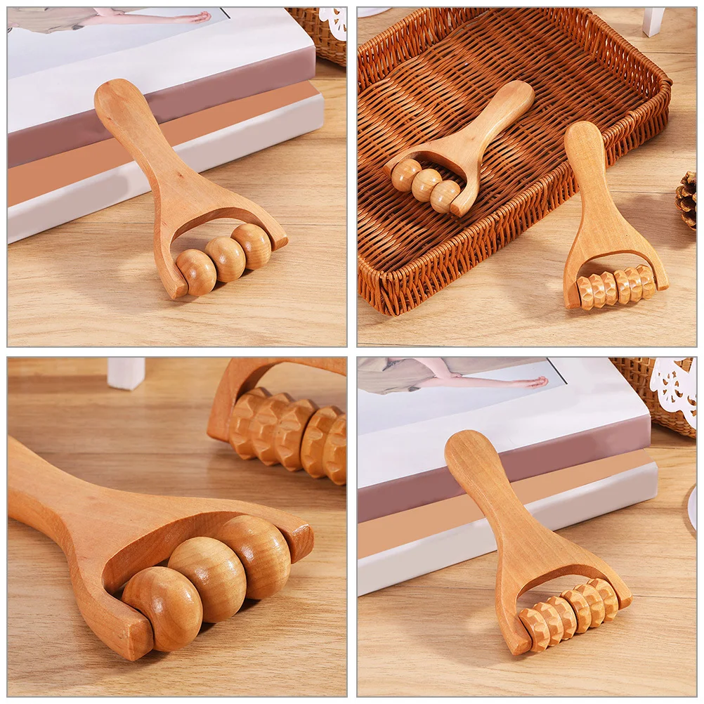 2 шт., деревянный массажный ролик, инструмент для натяжения мышц тела, ролик для шеи, спины, ног, портативное устройство для восстановления