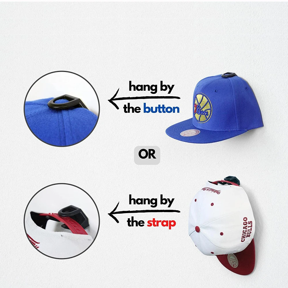 Baseball Caps Hangers Low-Profile Design Minimalistische Plastic Rack Organizer Opslag Minimalistische Hoed Display Dual Opknoping Methode
