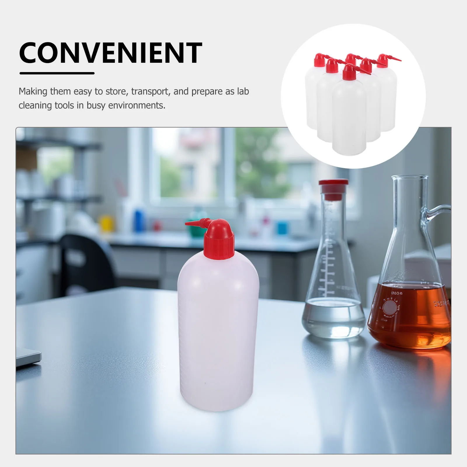 6 stks 1000 ml Laboratorium Wasfles Rode Dop Smalle Mond Precisie Uitloop Plastic Knijpfles Voor Reiniging