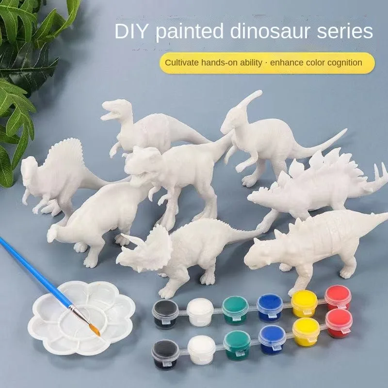 Children's Toys for Boys and Girls Graffiti Painted Puzzle Dinosaur Coloring DIY Handmade Model Painting Doll