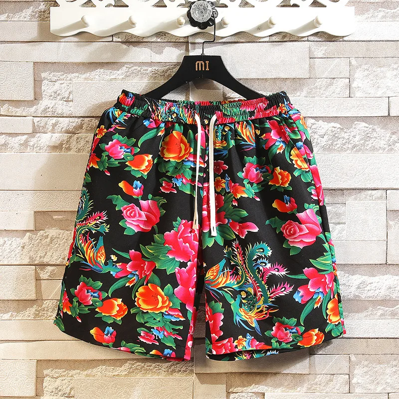 Fashion New 2024 Spring Flower Pants Trendy Male Casual Shorts Fifth Pants Sports Shorts Men's Loose Comfort Fifth Pants