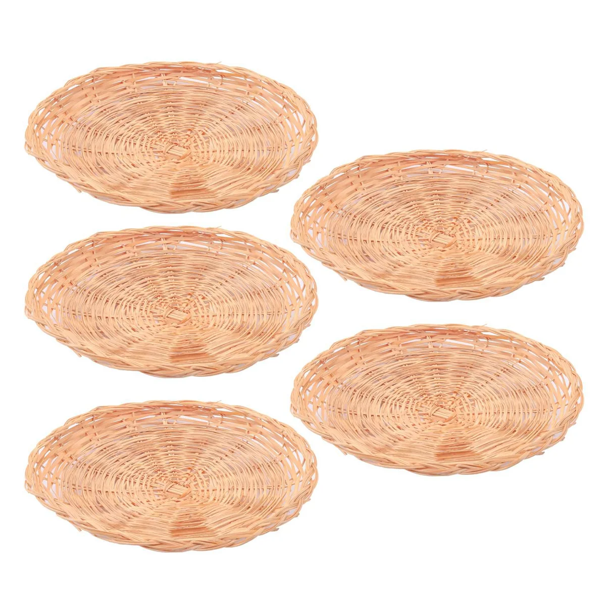 

5 Pcs Bamboo Paper Plate Holder - 10 Inch Round Woven Plate Holder, Reusable Paper Plate Holders for Picnic Party