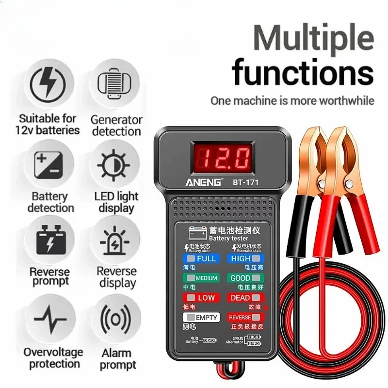 ANENG BT-171 12V Multifunctional Battery Testers Auto Repair Industry Detection with LED Reverse Display Screen Electrician Tool