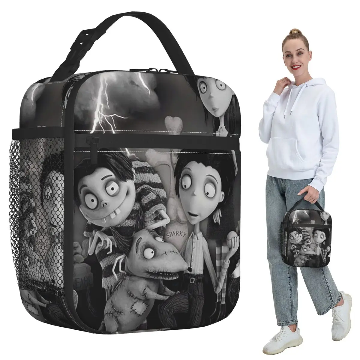 

Frankenweenie Изолированная сумка для обеда для детей, школьный холодильник, термокоробка для еды, портативная сумка для обеда, контейнер