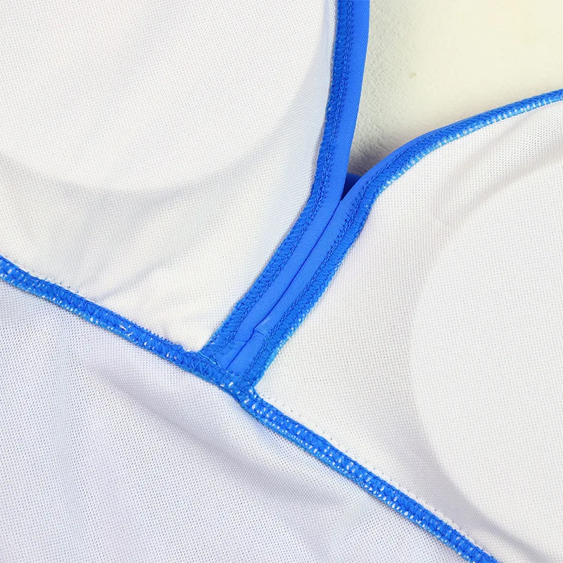 Sexy Plus Size 2025 Set bikini solido Donna Vintage increspato Costume intero Costume da bagno blu con controllo della pancia Costume da bagno Beachwear