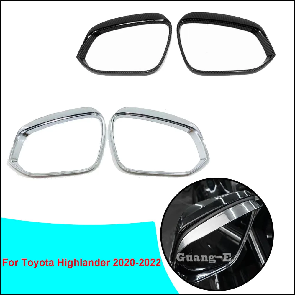 For Toyota Highlander 2020 2021 2022 Car Rear View Side Glass Mirror Rain Shield Sun Visor Shade Eyebrow Trim Frame Stick Hoods