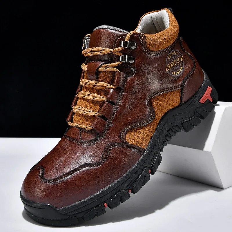 

Мужские ботинки ручной работы, кожаные ботильоны, весенние дизайнерские уличные ботинки, дышащие повседневные ботинки больших размеров, высокие рабочие ботинки для мужчин