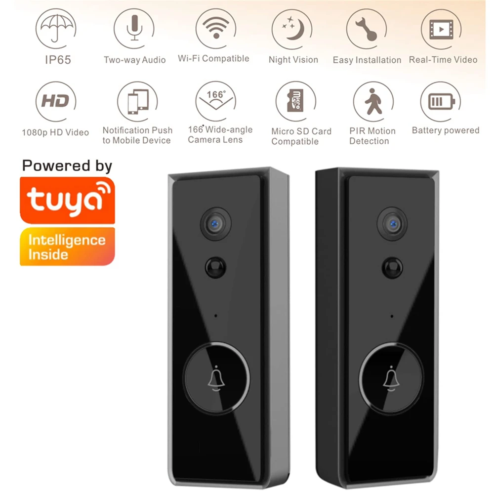 Imagem -02 - Tuya Câmera de Vídeo Campainha sem Fio wi fi ao ar Livre Campainha da Porta Casa Proteção Segurança Intercom para Alexa Google Casa Inteligente Vida