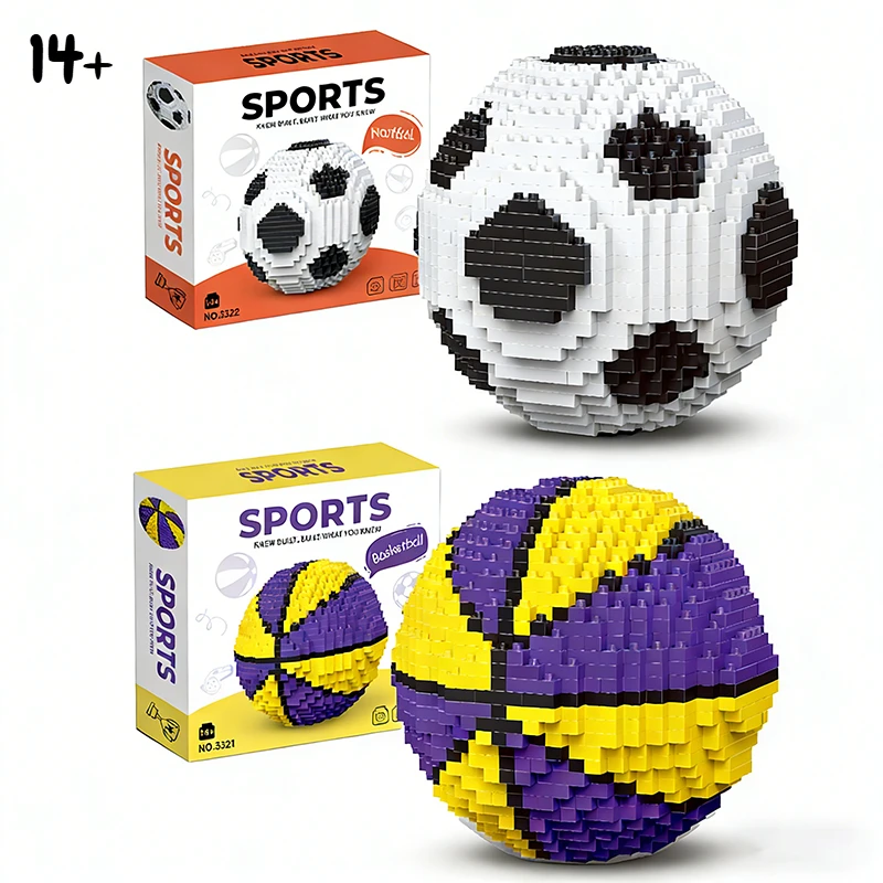 

Creative Football Basketball Model Mini Building Blocks Ideal Gift for Sports Fans, Unique Room Decor Gift For Children Adult