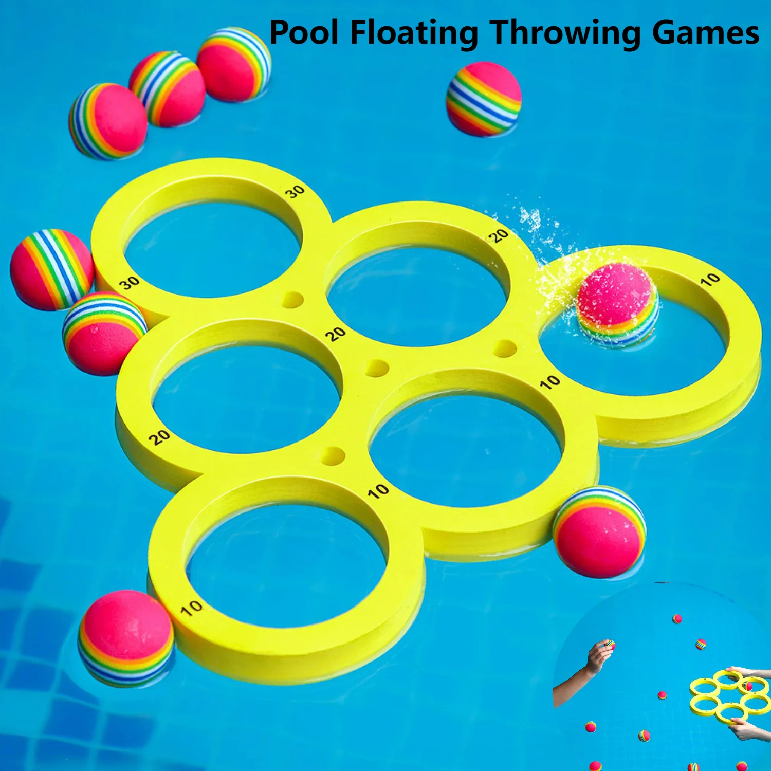 Juego de juguetes para piscina con 10 bolas, juegos de lanzamiento flotantes para piscina, juguetes flotantes para agua para niños y adultos, juego de agua para piscina