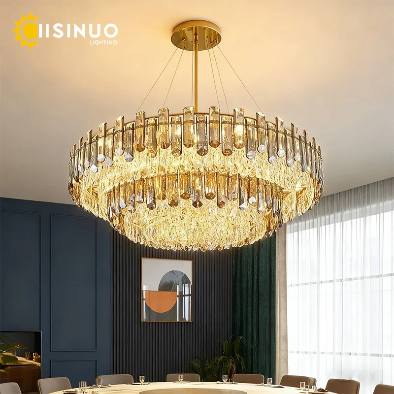 Light Luxury Crystal Ceiling Light Living Room Light New Postmodern Simple and Elegant Luxury Circular Bedroom Light