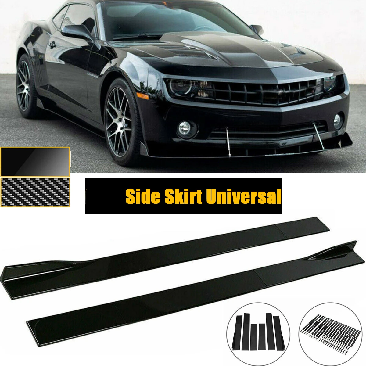 

78.7"/86.6" Universal Side Skirts Extension Rocker Panels Lip Splitters For Chevy Chevrolet Camaro SS Car Accessories