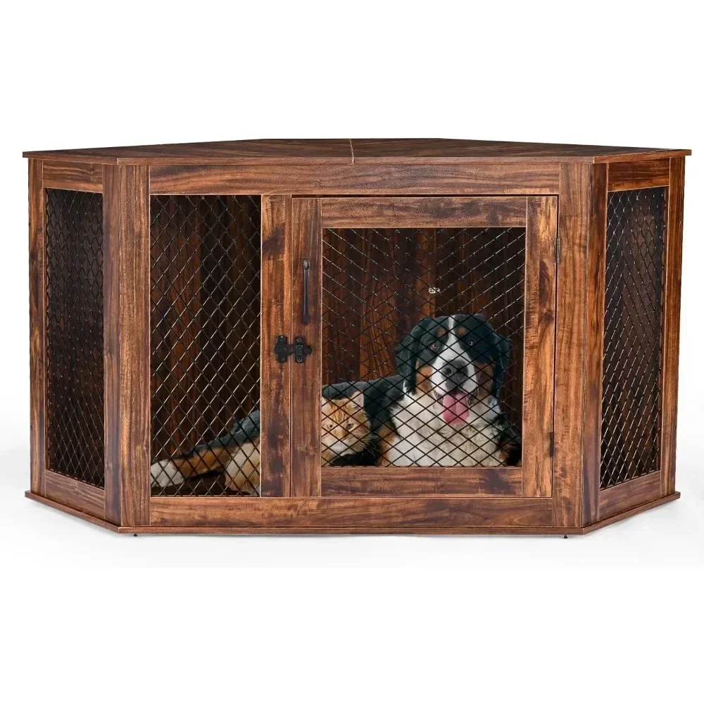 

#For Corner wooden doghouse tail table,with door furniture style doghouse pet house,indoor small to medi sized large dog use&