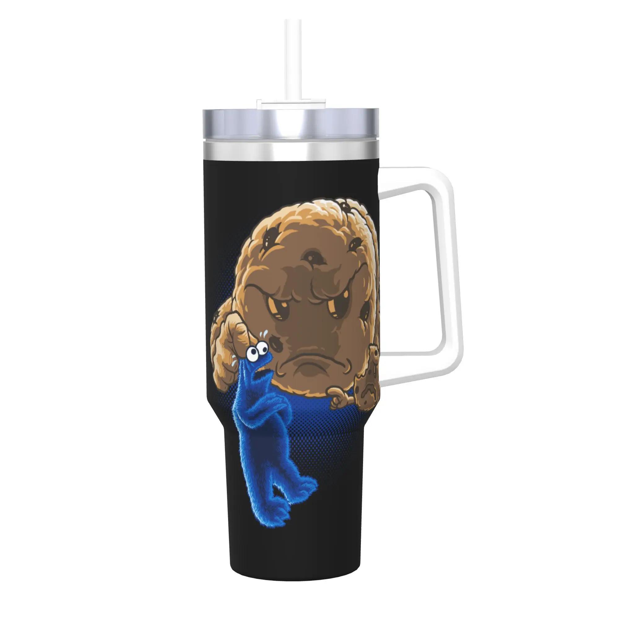 Vaso de Acero Inoxidable con Diseño de Cookie Monster, Taza de Café Antiderrames para Bebidas Frías y Calientes, Botella de Agua para Camping