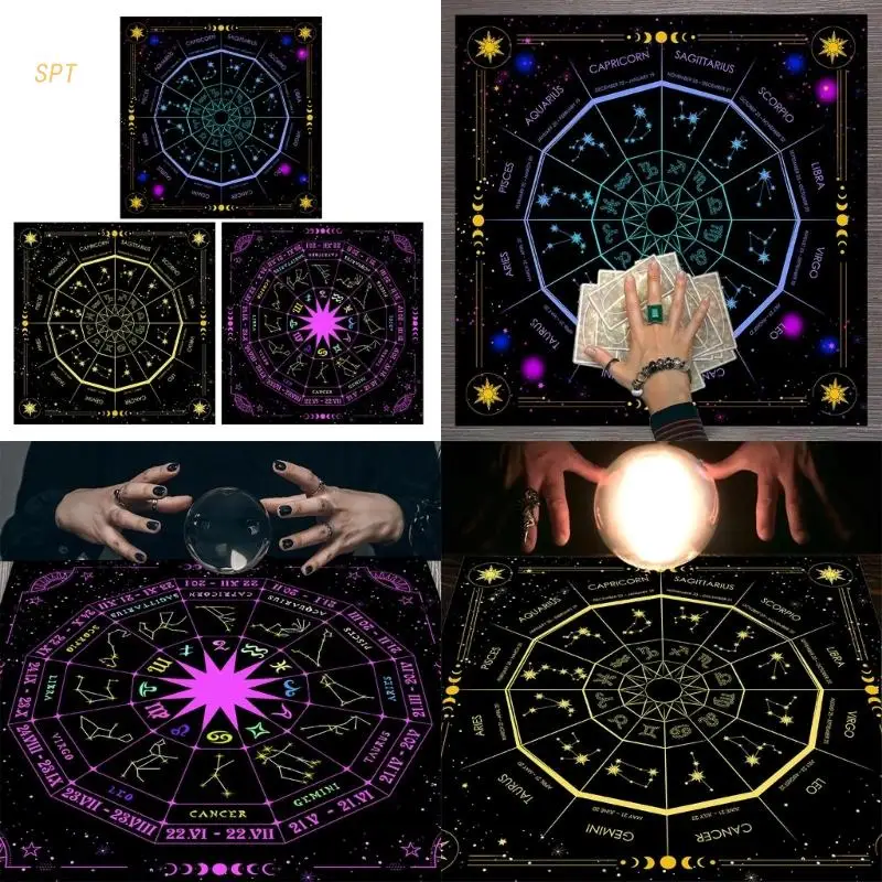 50x50cm Tarot Card Tablecloth Flannel Geometric Figure Divination Altar Cloth Board Game Oracles Card Pad Runes Support XX