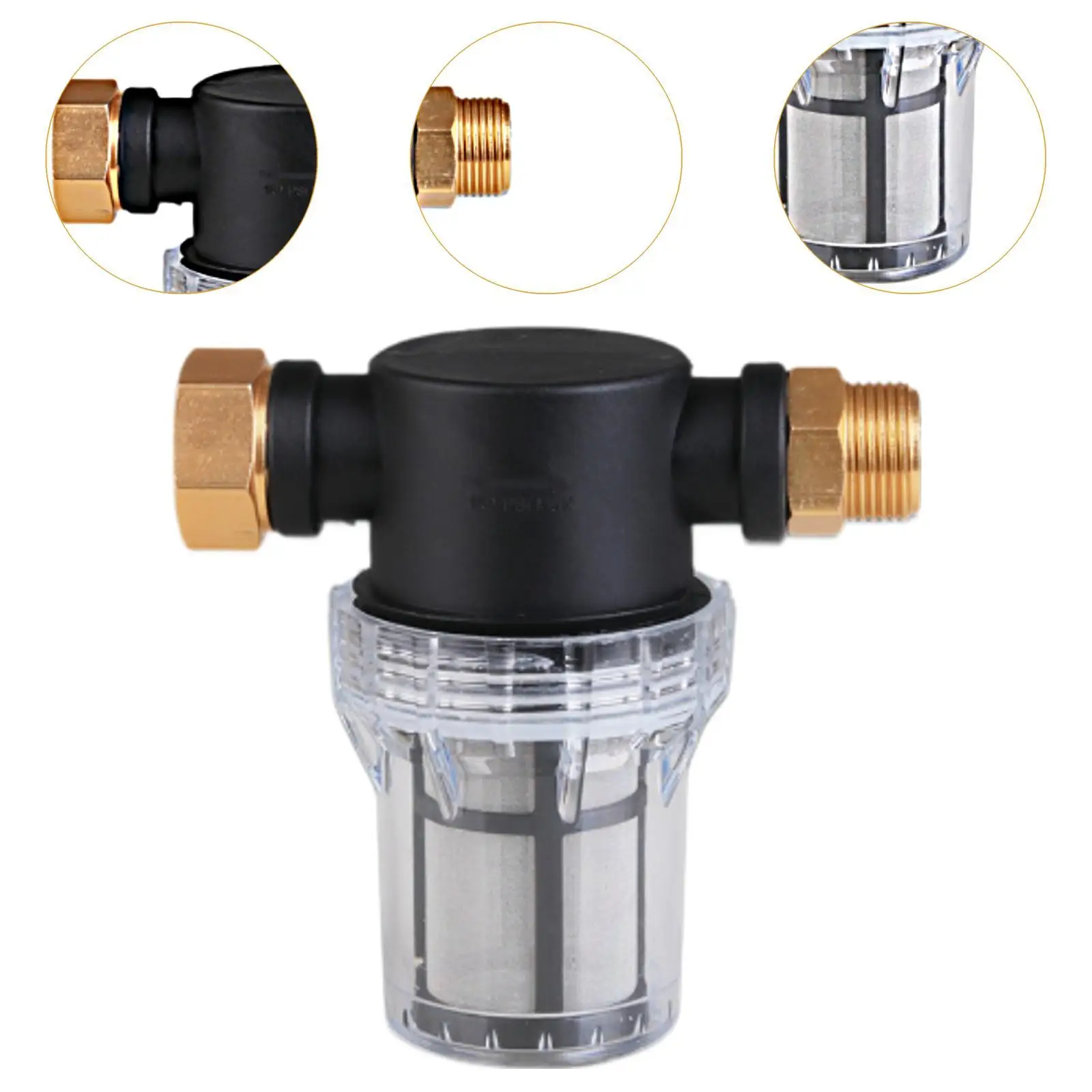 高圧洗浄機用ガーデンホース入口フィルター、簡単設置インラインウォーターフィルター3/4インチ、蛇口、洗車、RV、植物、キッチン用