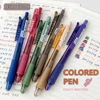 6 Colors/Set Retro Colored Gel Ink Pen 0.5mm Soft Writing Pens For Student Diary Note Drawing Painting Stationery Supplies