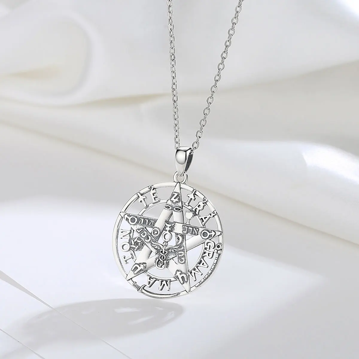 Pentagram tetragramaton pendant Eudora 925 Sterling Silver Necklace Fashion Jewelry Men Women Exquisite Gifts