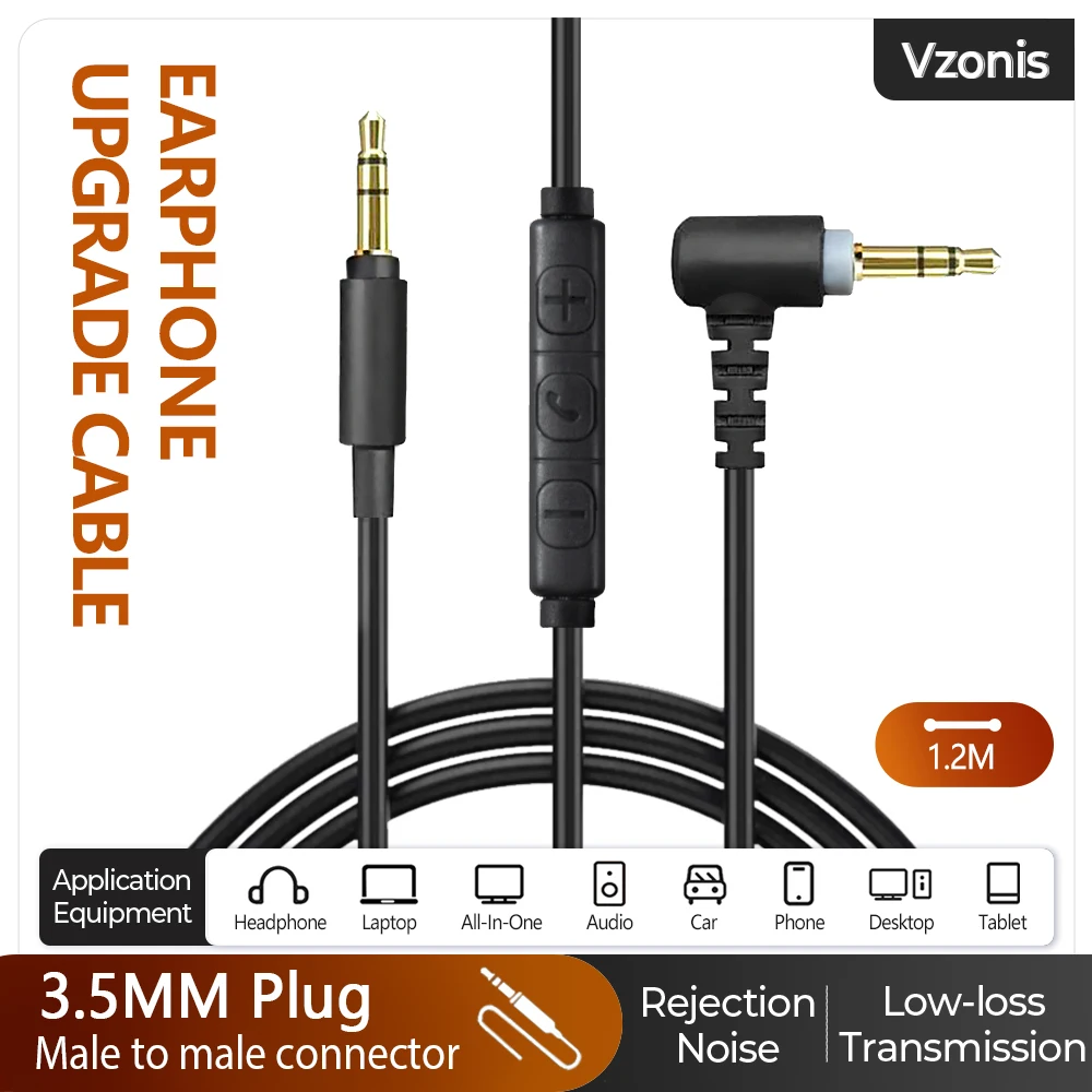 VZONIS 3.5MM Headphone Upgrade Cable Volume Control Audio Cable for SONY MDR-10R MDR-1A XB950 Z1000 AUX