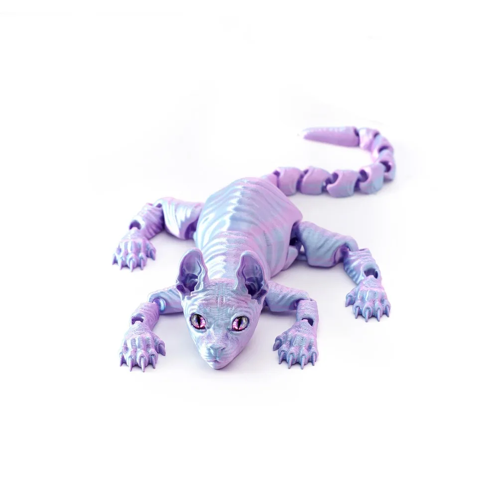 

Siamese Kitten 3D Printed Cat Articulated Multi-joint Mini Cat Figure Desktop Decor Movable 3D Hairless Cat Doll Kids Gift