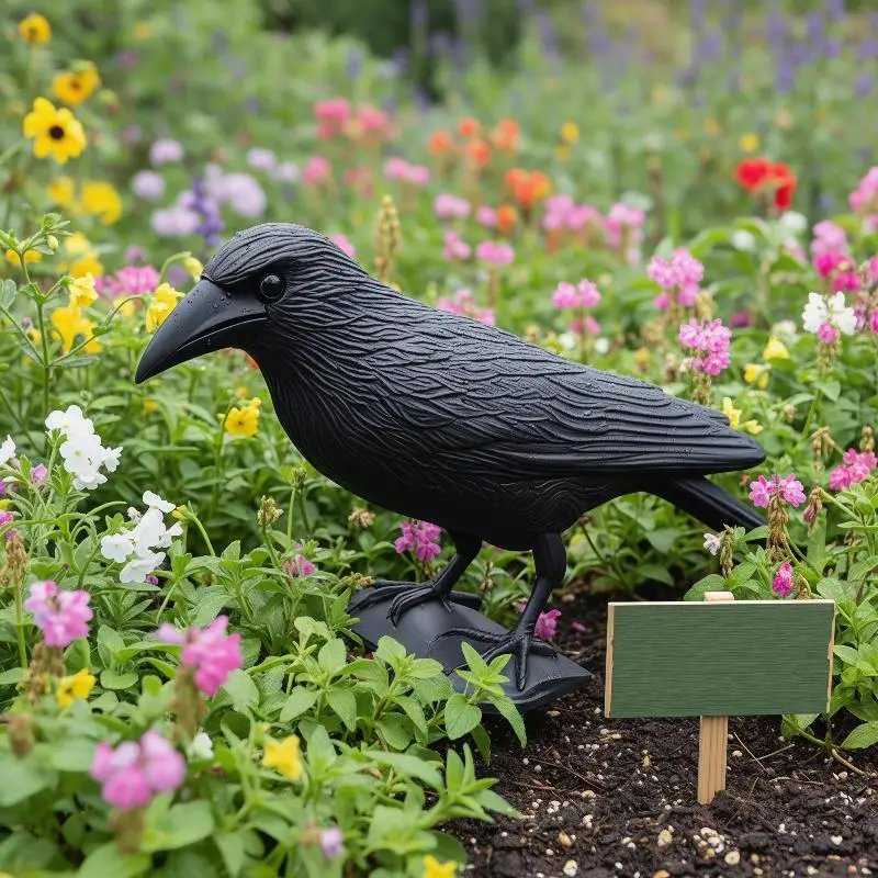 Realistic Black Raven Crow Bird Repellent Pigeon Scarer Scary Fake For Garden