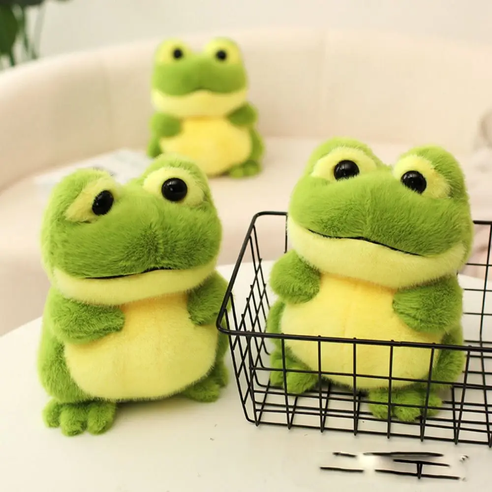 만화 애니메이션 녹색 개구리 봉제 장난감 PP 코튼 부드러운 동물 푹신한 개구리 피규어 인형 컬렉션 재미있는 만화 개구리 봉제 장난감