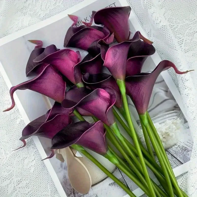 5/10 Stück Realistische Weiße Calla-Lilien Brautstrauß PU Calla Kunstblumen Heim Schlafzimmer Tischdekoration Fotografie-Requisite – Detail 5