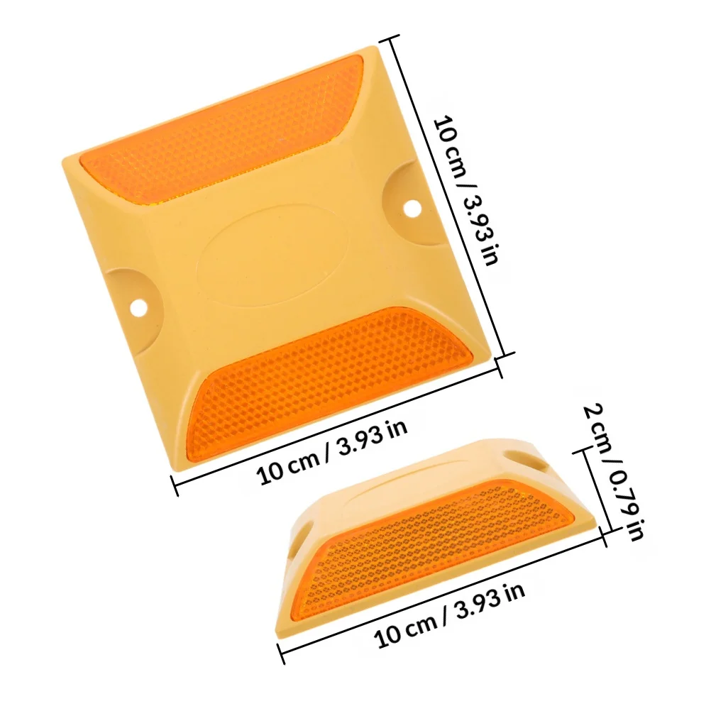 3Pcs Raised Reflective Plastic Road Studs Dual Sided Pavement Markers Highway Buffer Safety Driveway Sidewalk Highway Buffer Pad