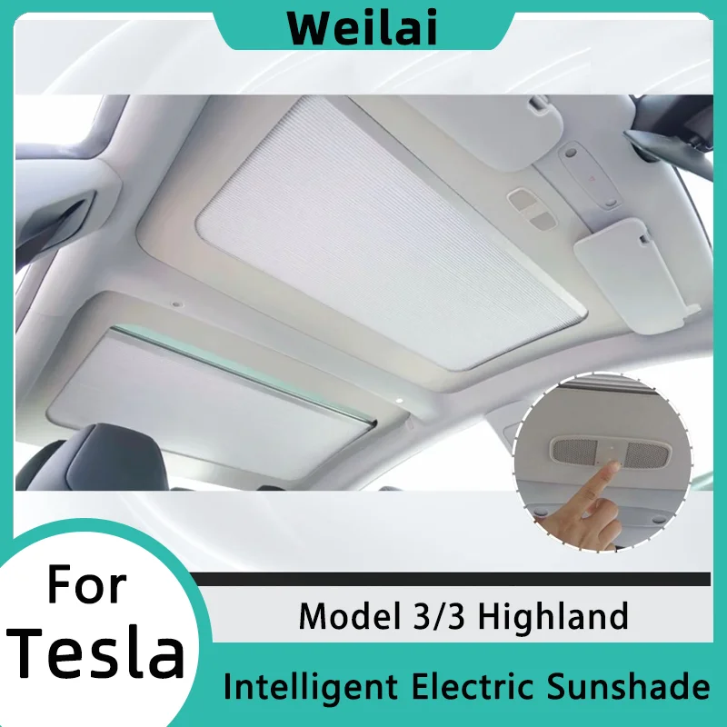 For Tesla Model 3 Highland 2024 Electric Sunshade Intelligent Voice Sunroof Roof Sun Visor Uv Protector Model 3 Car Accessories