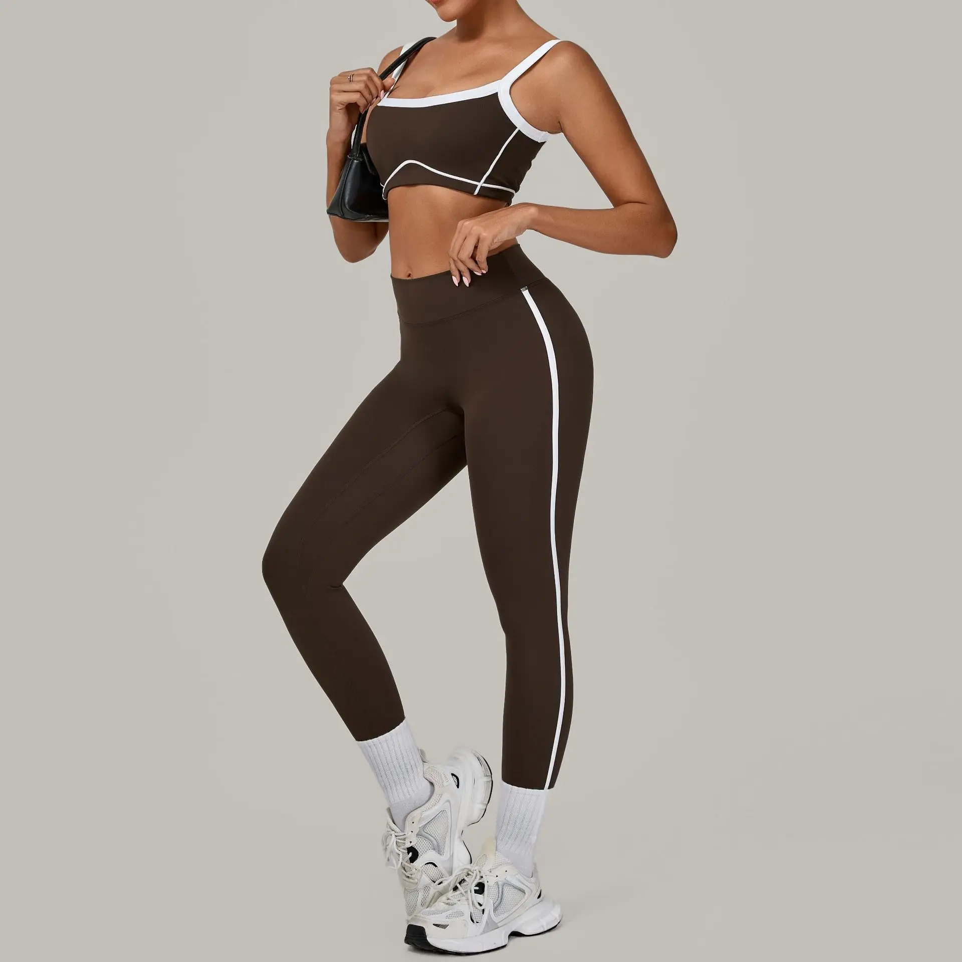 2PCS Removable Padding Sports Bra Pants Fitness Suit Women's Yoga Set High Waist Peach Hip Running Workout Gym Leggings Yoga Set