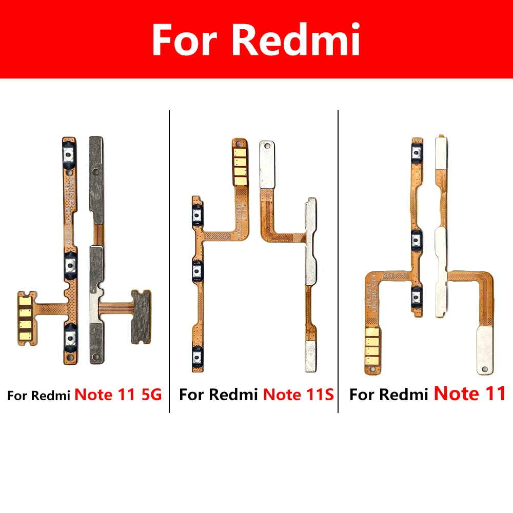 For Redmi Note 11S 11 5G Poco X4 Pro 5G Power Volume Button Flex Cable Side Key Switch ON OFF Control Button Repair Parts