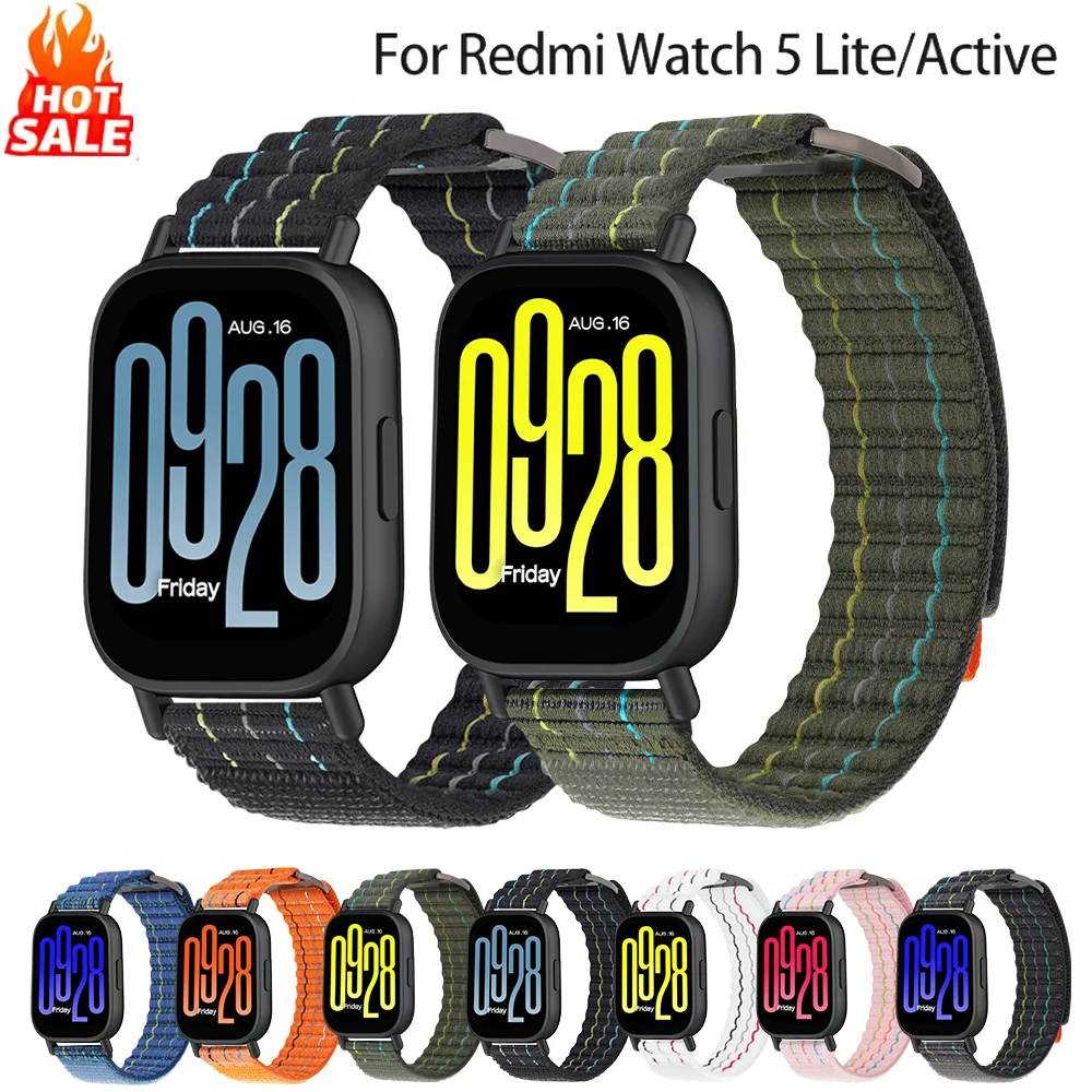 Pulseira de nylon para relógio redmi, pulseira de 22mm para redmi watch 5 active/5lite, acessórios para smartwatch, pulseira xiaomi redmi 5 lite