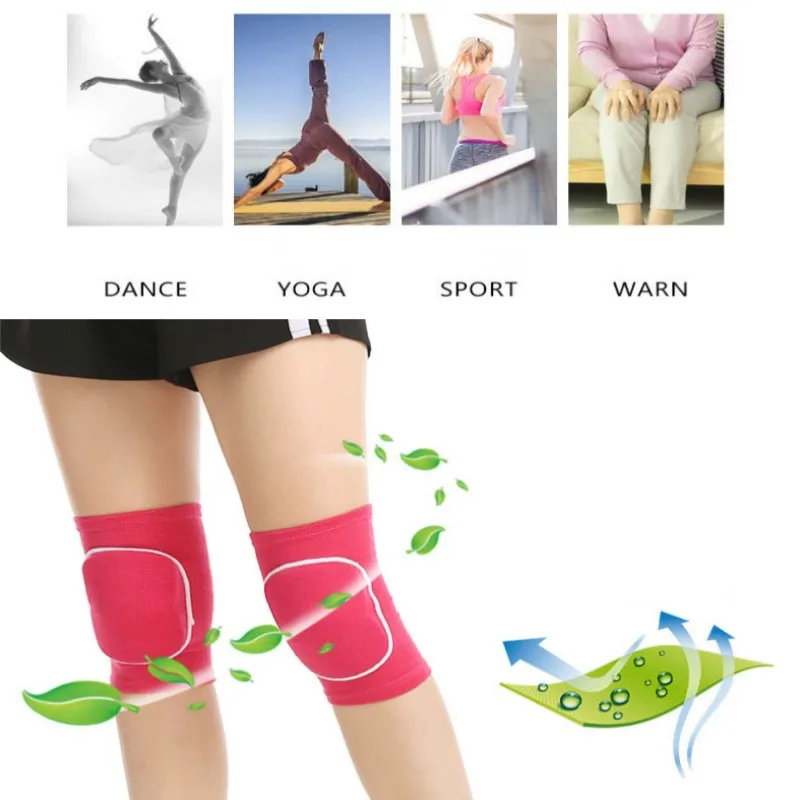 1 Pair Sports Compression Knee Pads Elastic Knee Brace Protector Thickened Sponge Support for Dancing Roller Volleyball Training