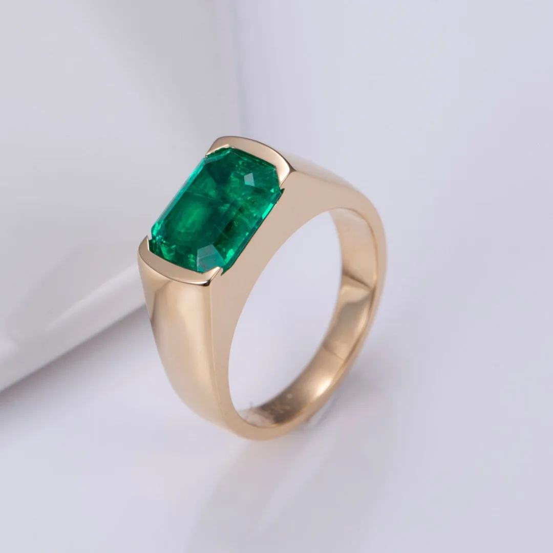 

Ruif High Special Gold Color Customization 9k 10k 14k 18k Lab Emerald Rings for Women Classical Design Fine Jewelry MSR-615