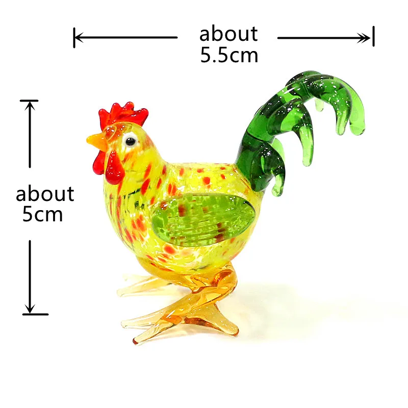 Easter Cock Glass Miniature Figurine Cute Rooster Statue Ornament Home Table Decoration Collection Holiday Party Gifts for Kids